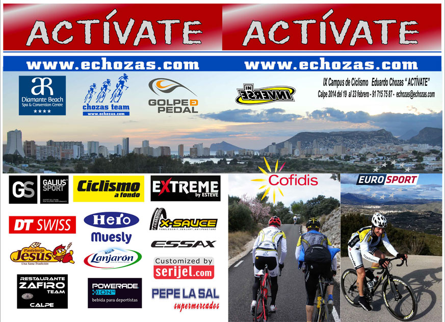 Díptico 2014 Del 19 al 23 de febrero en Calpe (Alicante) IX Campus de Ciclismo Eduardo Chozas "Actívate"