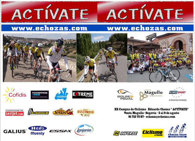 Díptico 2015 Cara exterior Campus de Ciclismo Actívate Eduardo Chozas - Venta Magullo