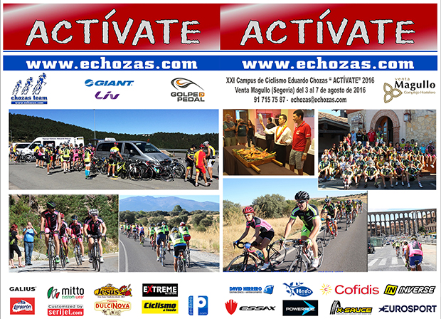 Díptico del XXI Campus de Ciclismo Eduardo Chozas Actívate Venta Magullo (Segovia)